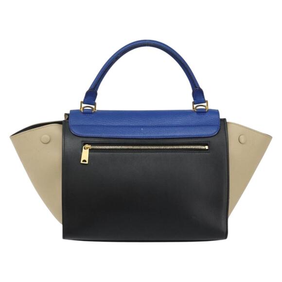 CELINE Trapeze Small Hand Bag Leather Blue Gold - Picture 3 of 13